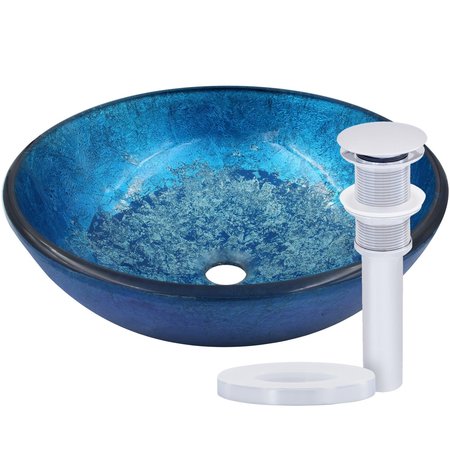 NOVATTO MISCELA Blue Glass Vessel Bath Sink Set in Chrome NOHP-G19026CH